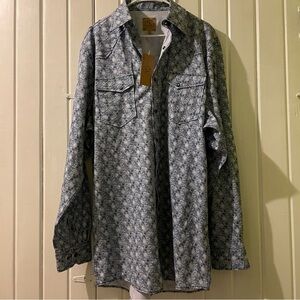 GC BLUE blue paisley snap western shirt-large tall NWT